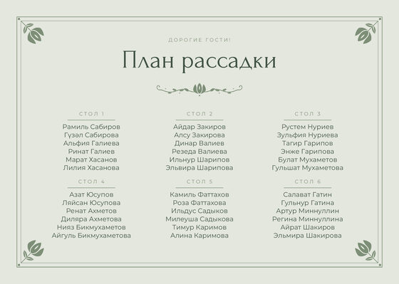 «Алтын» утырту планы үрнәге алты өстәлгә, русча — йөз ягы
