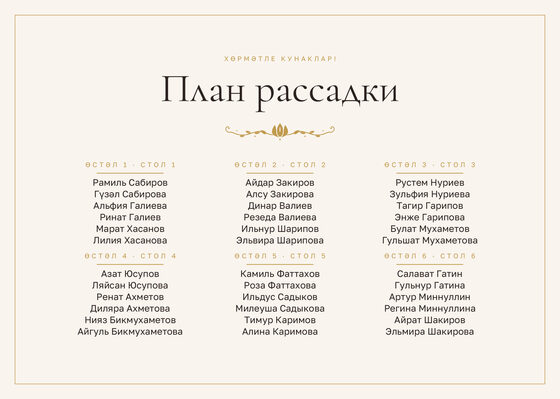 Шаблон плана рассадки «Энҗе. План рассадки»