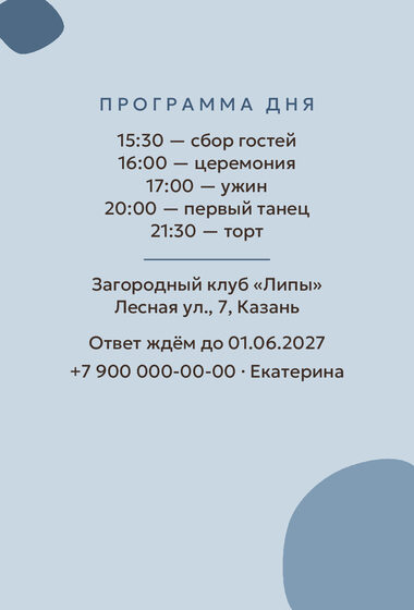 «Туй. Глина, голубые тона» чакыру үрнәге — арткы ягы